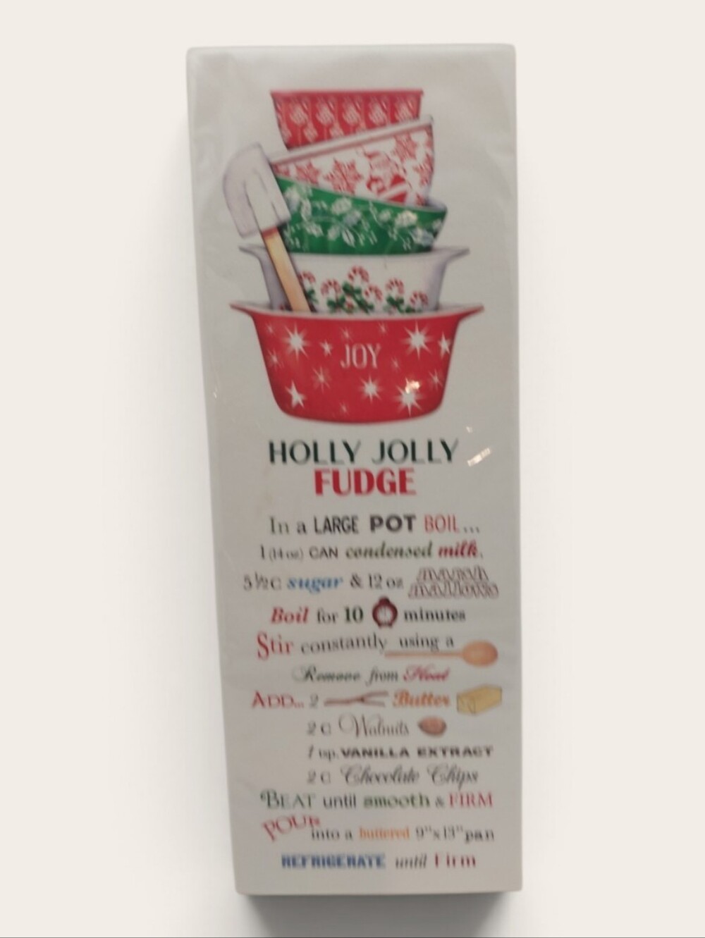 NEW Flour Sack Cotton Towel Holly Jolly Fudge Recipe Baking Holiday Giftable